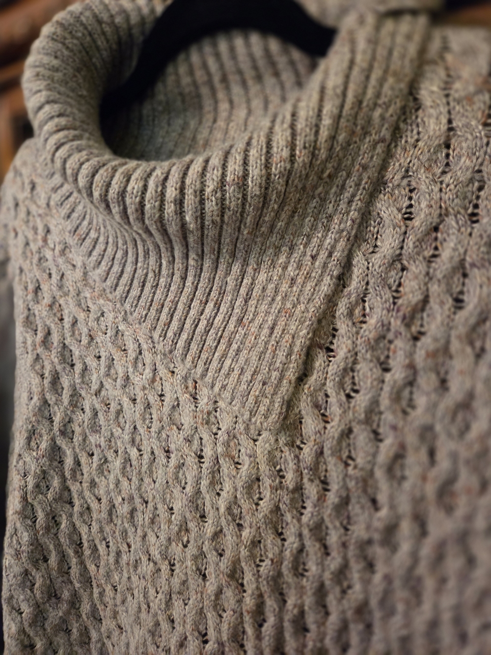 Retrology Taupe Asymmetrical Cowl Neck Cable Knit Sweater Size 2X